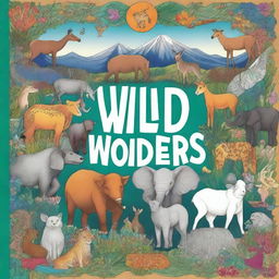 A stunning book cover for 'Wild Wonders: 100 Animals to Color