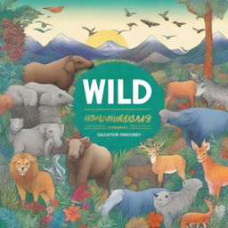 A stunning book cover for 'Wild Wonders: 100 Animals to Color