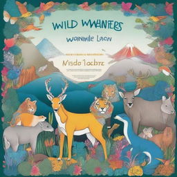 A stunning book cover for 'Wild Wonders: 100 Animals to Color