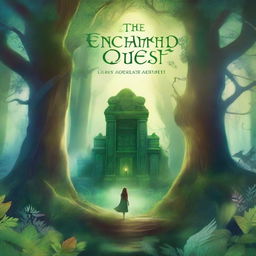 A captivating book cover featuring a mystical forest with a hidden ancient temple