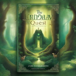 A captivating book cover featuring a mystical forest with a hidden ancient temple