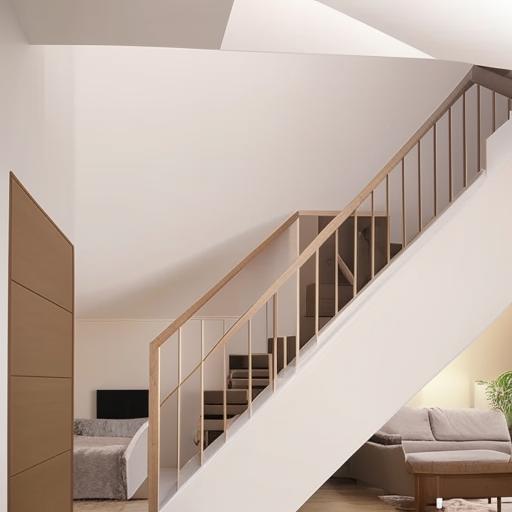 Interior design of a duplex house incorporating a U-shaped staircase