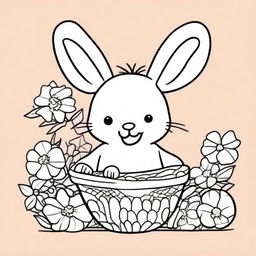 Create a modern Easter Bunny coloring page designed for kids