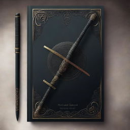 Create a dark fantasy book cover featuring a katana