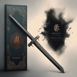 Create a dark fantasy book cover featuring a katana