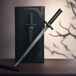 Create a dark fantasy book cover featuring a katana