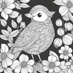 An intricate bird coloring page designed for children