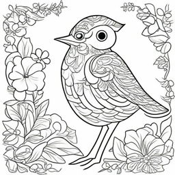 An intricate bird coloring page designed for children