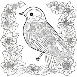 An intricate bird coloring page designed for children