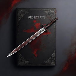 Create a dark fantasy book cover featuring a katana and blood