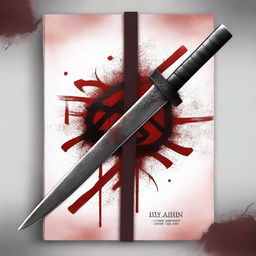 Create a dark fantasy book cover featuring a katana and blood