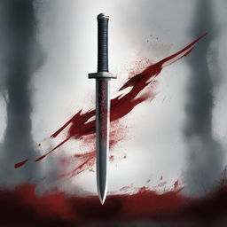 Create a dark fantasy book cover featuring a katana and blood