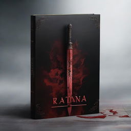 Create a dark fantasy book cover featuring a katana and blood