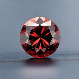 A beautifully cut red diamond with intricate facets, sparkling brilliantly under a soft light