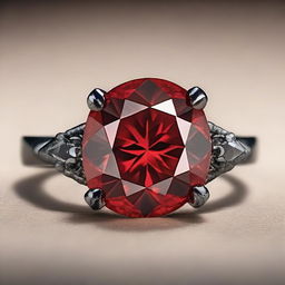 A beautifully cut red diamond with intricate facets, sparkling brilliantly under a soft light