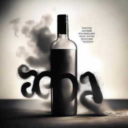 Create a movie poster showing the text 'अंत' forming from smoke which is coming out of a liquor bottle