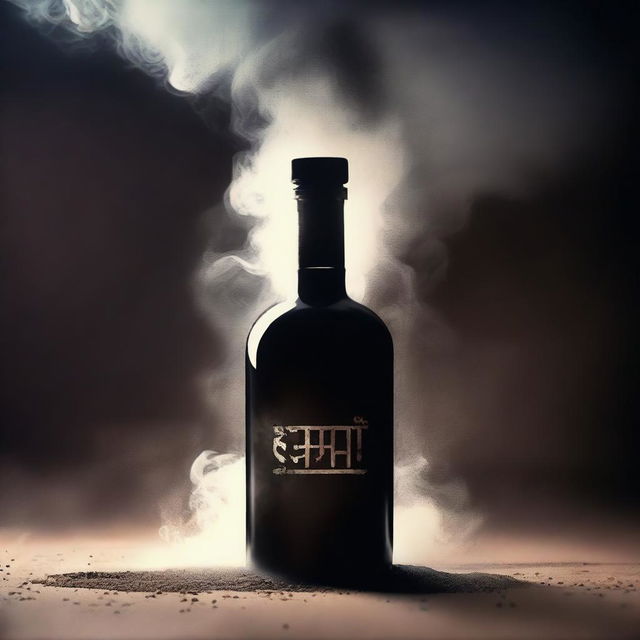 Create a movie poster showing the text 'अंत' forming from smoke which is coming out of a liquor bottle