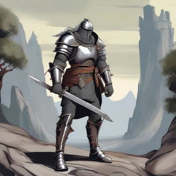 A strong and tired knight soldier from a Dungeons & Dragons setting