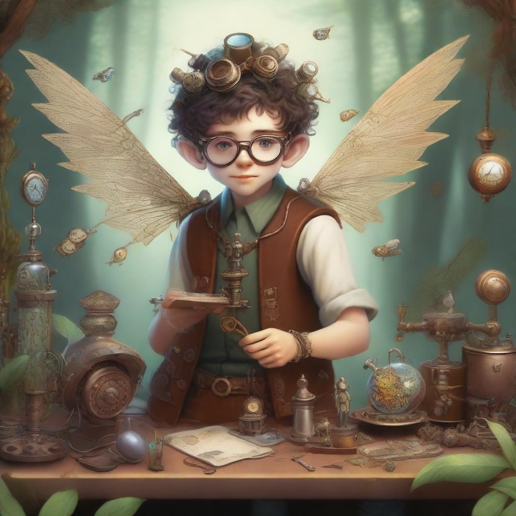 A detailed illustration of a male pixie artificer