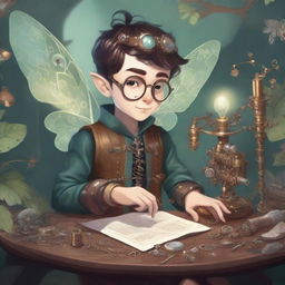 A detailed illustration of a male pixie artificer