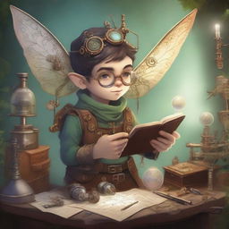 A detailed illustration of a male pixie artificer