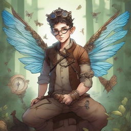 A detailed illustration of a male pixie artificer covered in scars