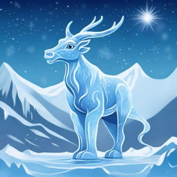 Create an image of Ice Om le, a mythical creature from a snowy, icy landscape