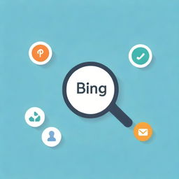 An illustrative image featuring Bing's logo, showcasing a list of its key benefits and unique features as a leading web search engine