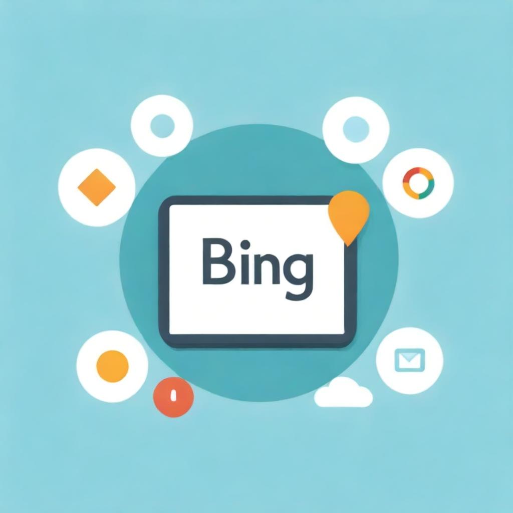 An illustrative image featuring Bing's logo, showcasing a list of its key benefits and unique features as a leading web search engine