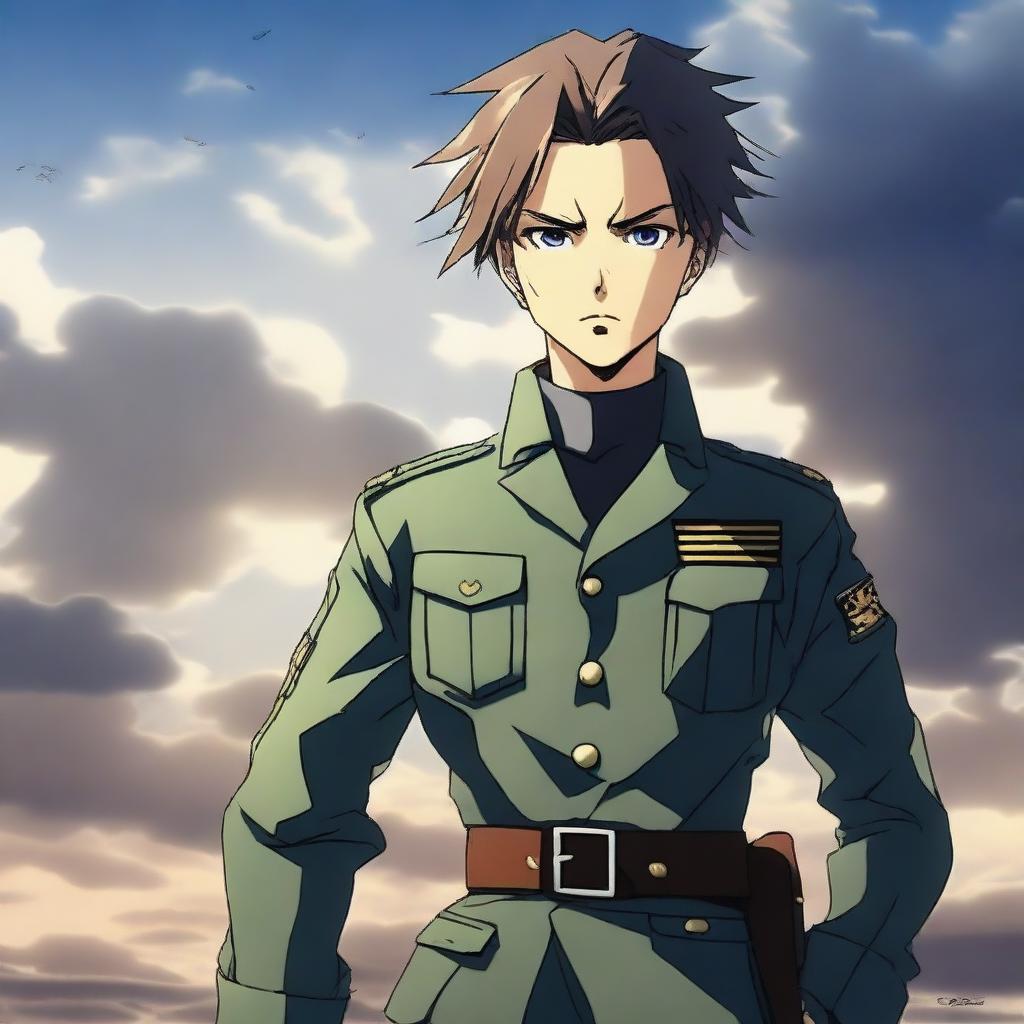 An anime-style character dressed in a military uniform