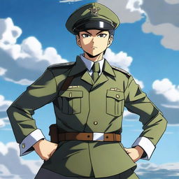 An anime-style character dressed in a military uniform