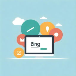 An illustrative image featuring Bing's logo, showcasing a list of its key benefits and unique features as a leading web search engine