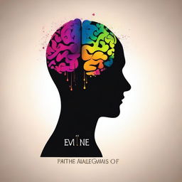 Create an abstract image featuring an illustration of a blank silhouette of a human with a brain and heart representing mind and emotion, empathy and understanding