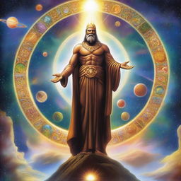 An awe-inspiring depiction of a God overseeing the omniverse
