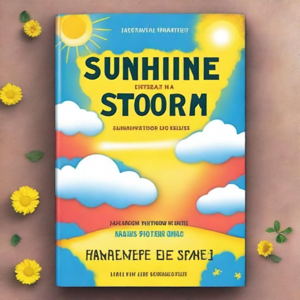 Create a book cover with the title 'Sunshine in the Storm: Navigating Life's Challenges with a Positive Mindset'