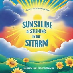 Create a book cover with the title 'Sunshine in the Storm: Navigating Life's Challenges with a Positive Mindset'