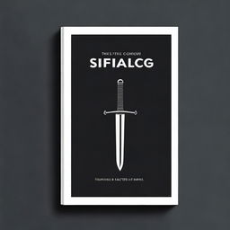 Create a book cover with a simple design featuring a sword and a gun on a black background