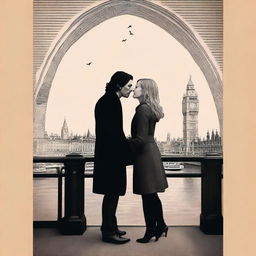 Create a creative book cover for a beautiful romantic love story featuring Adam Driver and Jennifer Jason Leigh kissing