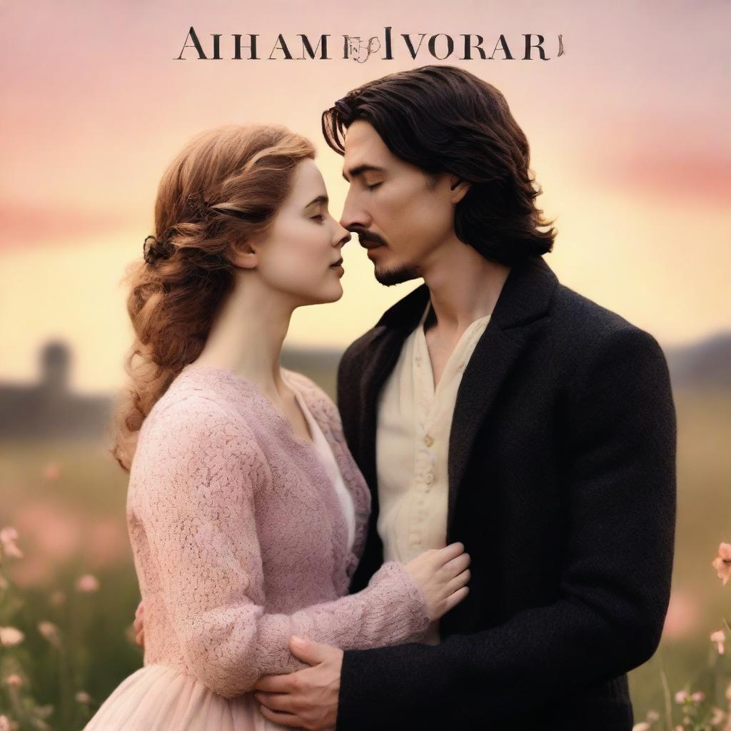 A romantic book cover featuring Adam Driver and Jennifer Jason Leigh