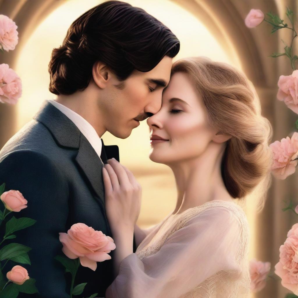 A romantic book cover featuring Adam Driver and Jennifer Jason Leigh