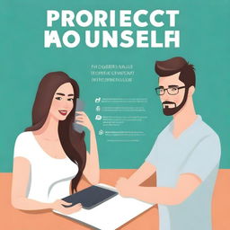 Create an ebook cover titled 'Protect Yourself: A Comprehensive Guide for Women Using GPT Chat to Avoid Virtual Love Scams