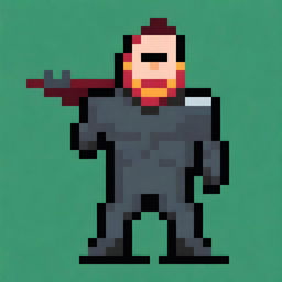 Create a pixel art sprite of a warrior character in a top-down view