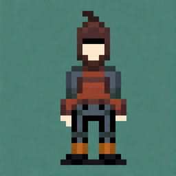 Create a pixel art sprite of a warrior character in a top-down view