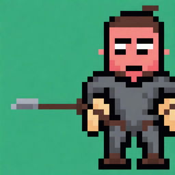 Create a pixel art sprite of a warrior character in a top-down view