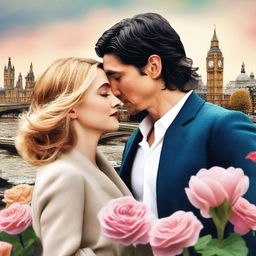 Create a romantic book cover featuring Adam Driver and Jennifer Jason Leigh