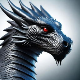 A realistic black dragon with its face occupying the entire screen