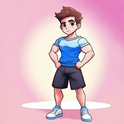 A muscular boy standing confidently with a background that highlights his strength