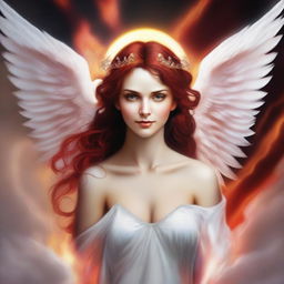 Create an image depicting a person with a double personality, one side angelic and the other devilish