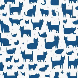 A dark blue cover featuring cat shapes of various sizes and poses in silver