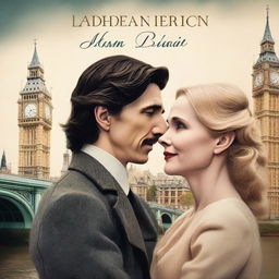 Create a romantic book cover featuring Adam Driver and Jennifer Jason Leigh in London